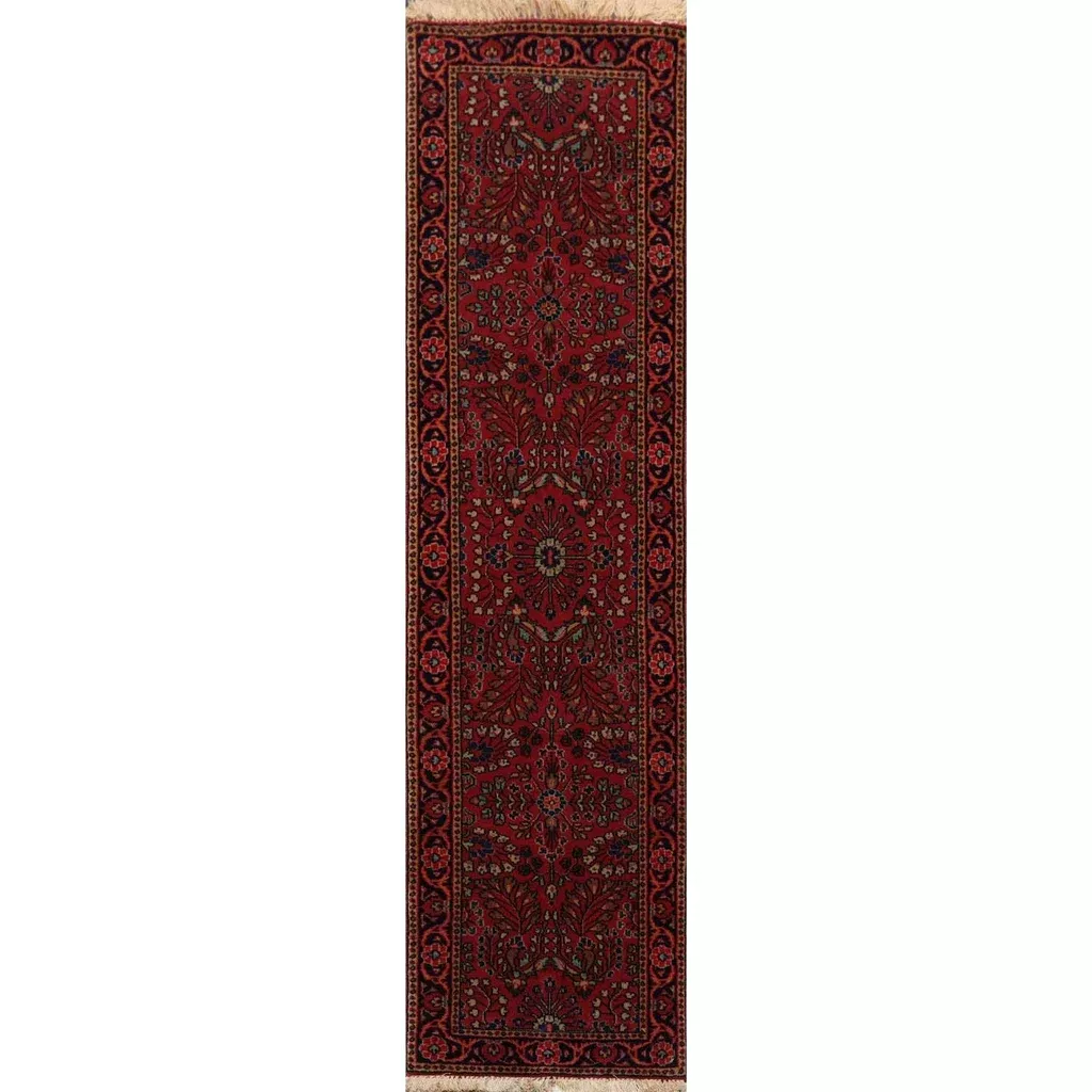 1'6''x5'10'' Runner Hand Knotted Wool Sarouk 300 KPSI Oriental Area Rug Rose
