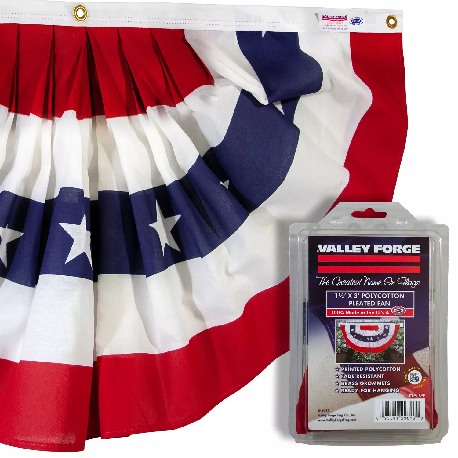 1 Ft. W X 3 Ft. L Polycotton American Fan Flag Bunting