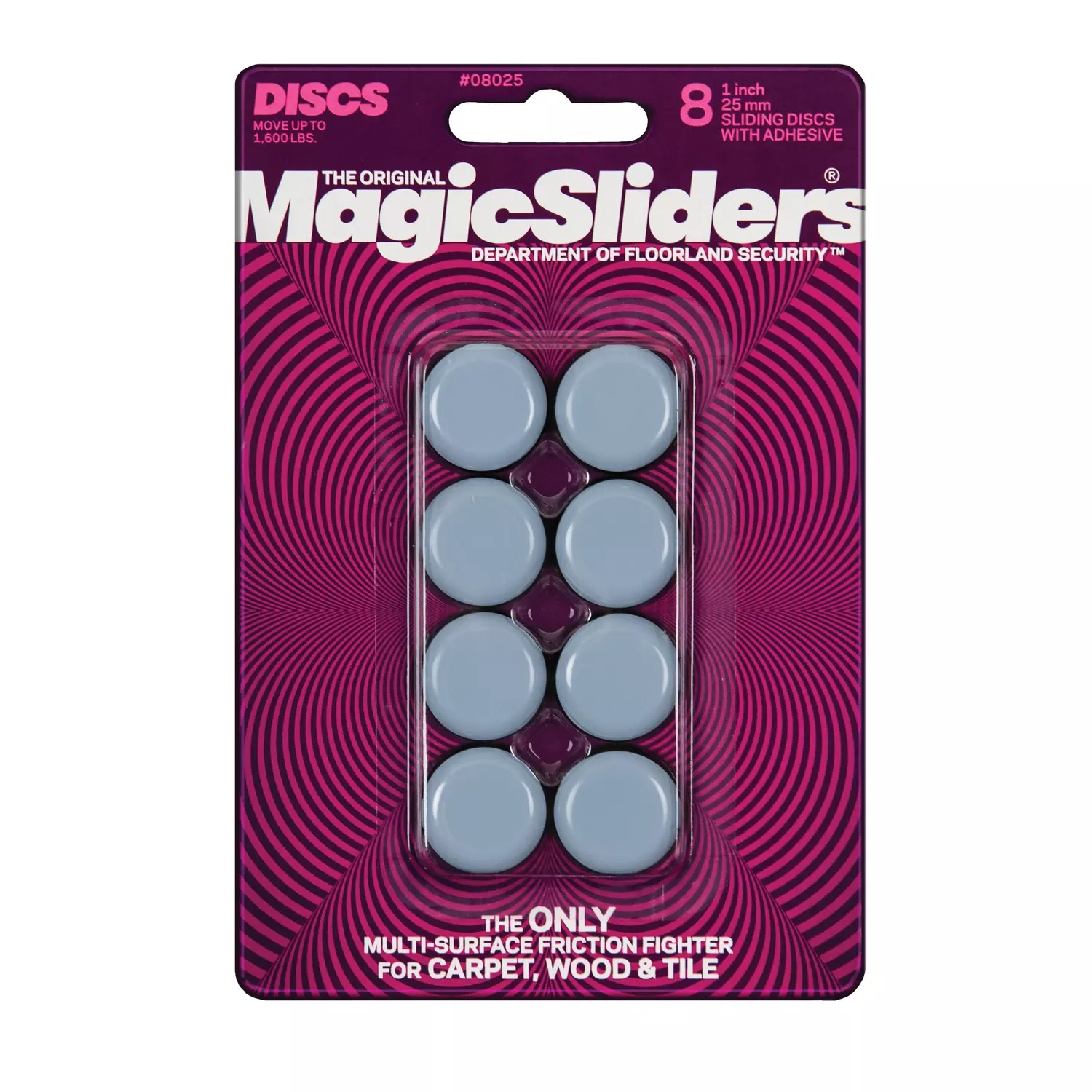 1 In. Round Adhesive Furniture Glide,(8-pack)