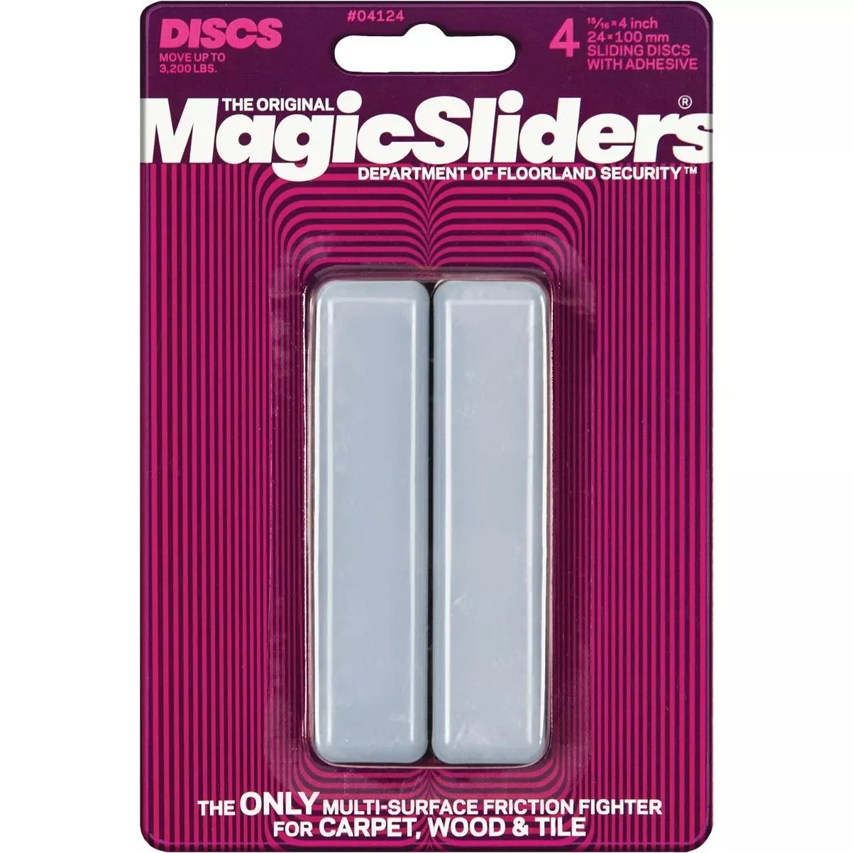 1 In. X 4 In. Rectangle Self Adhesive Furniture Glide,(4-pack)
