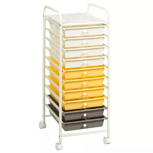 10 Drawer Rolling Storage Cart Organizer - Yellow - 13" x 15" x 34"(W x D x H)