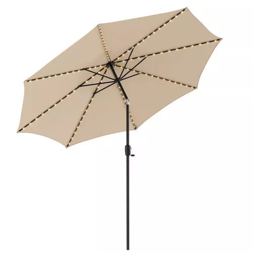 10 Feet Patio Umbrella with 112 Solar Lights and Crank Handle