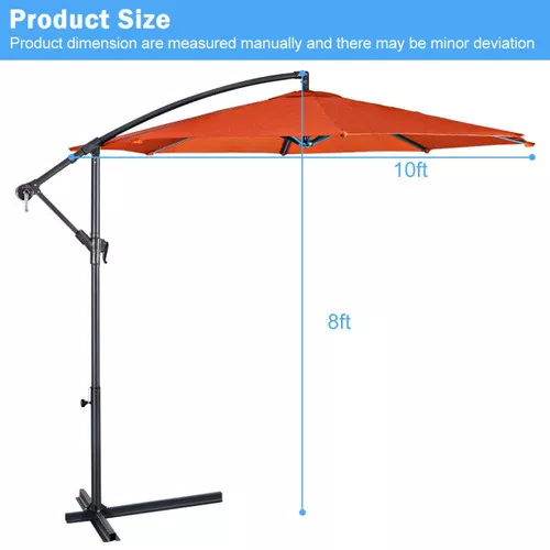 10' Patio Outdoor Sunshade Hanging Umbrella-Orange