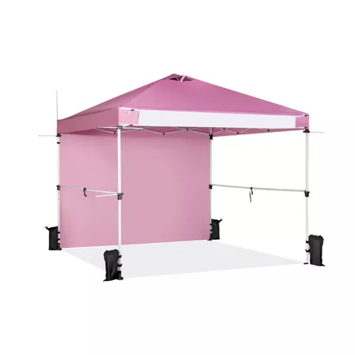 10 x 10 Feet Foldable Commercial Pop-up Canopy with Roller Bag and Banner Strip