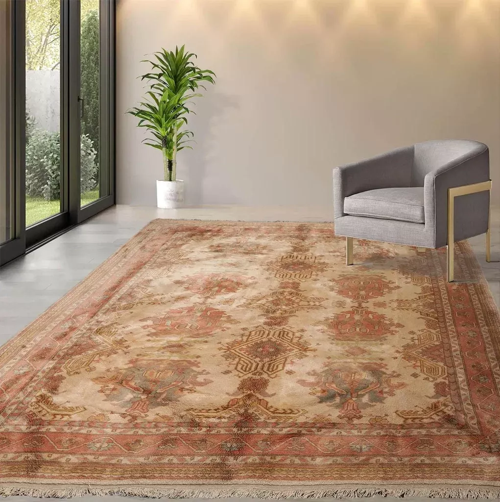 10' x 11'9'' Velvety Soft Plush Pile Turkish Oushak Hand Knotted Wool Area Rug Beige