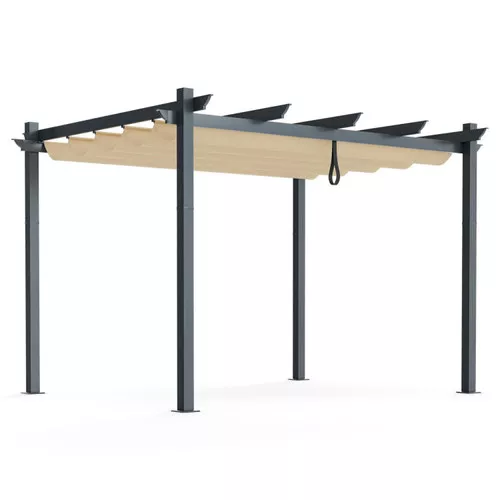 10 x 12 Feet Outdoor Aluminum Retractable Pergola Canopy Shelter Grape Trellis