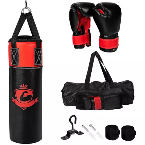 11 Pounds Kids Punching Boxing Bag Set-Black - 8" x 8" x 23.5" (L x W x H)