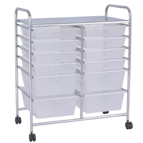 12 Storage Drawer Organizer Bins Rolling Cart - 25" x 15" x 29.5"(L x W x H)