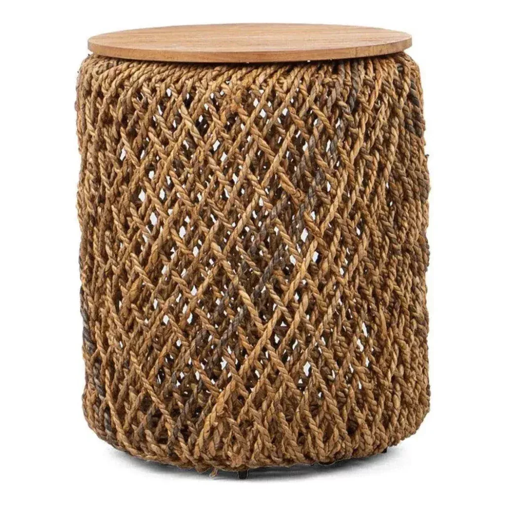 15.0" Natural Brown Round Wood Wood Base Side Table