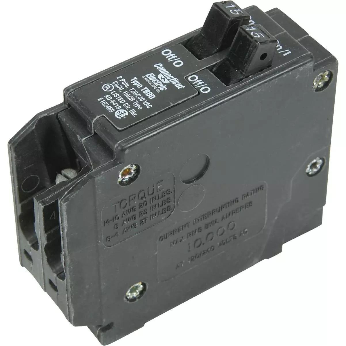 15a/15a Twin Single-pole Standard Trip Interchangeable Packaged Circuit Breaker