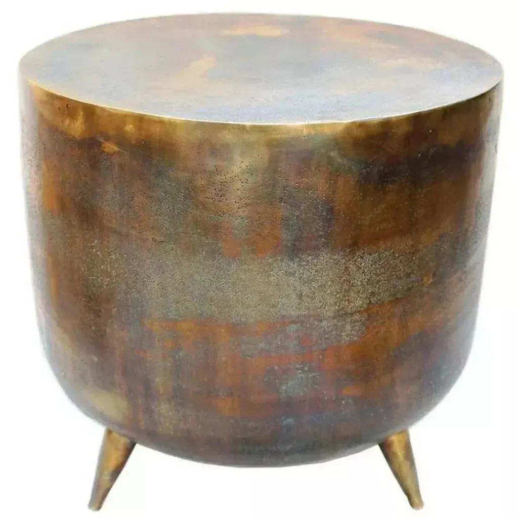 19" Accent Brass Gold Industrial Side Table