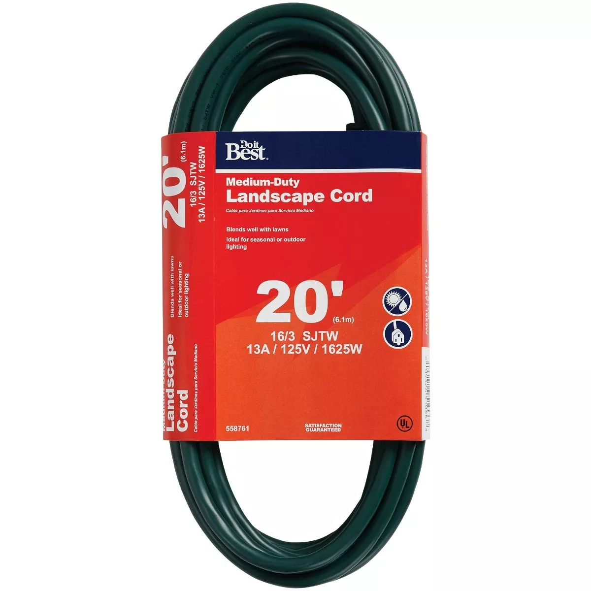20 Ft. 16/3 Green Landscape Extension Cord Ou-jtw163-20x-gr