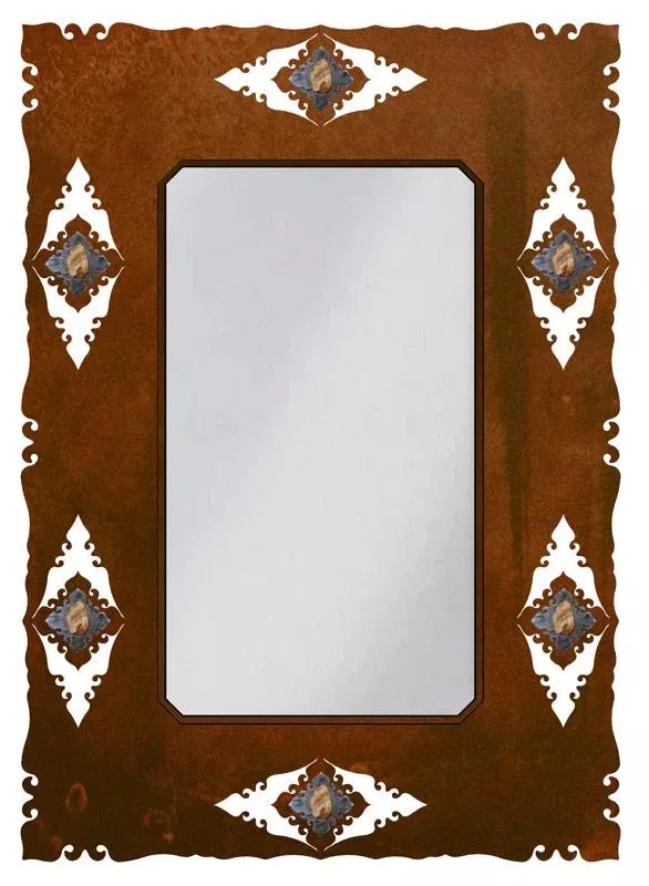 30" Picture Jasper Stone Mirror