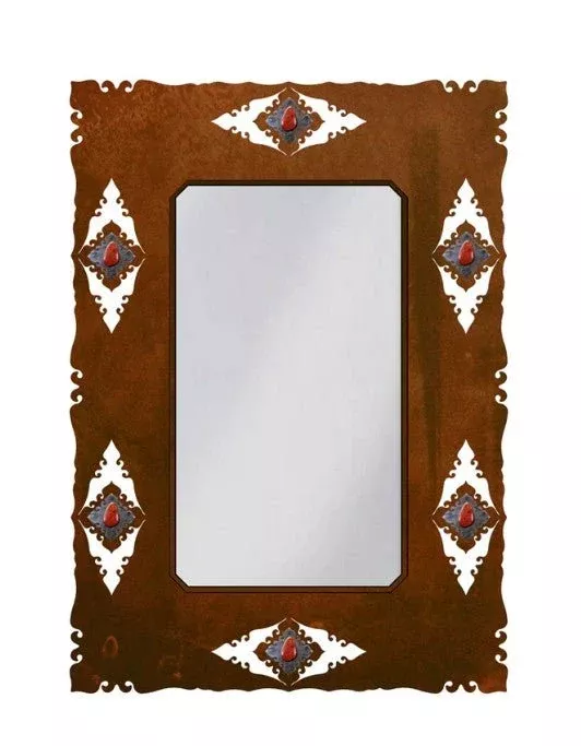 30" Red Jasper Stone Mirror