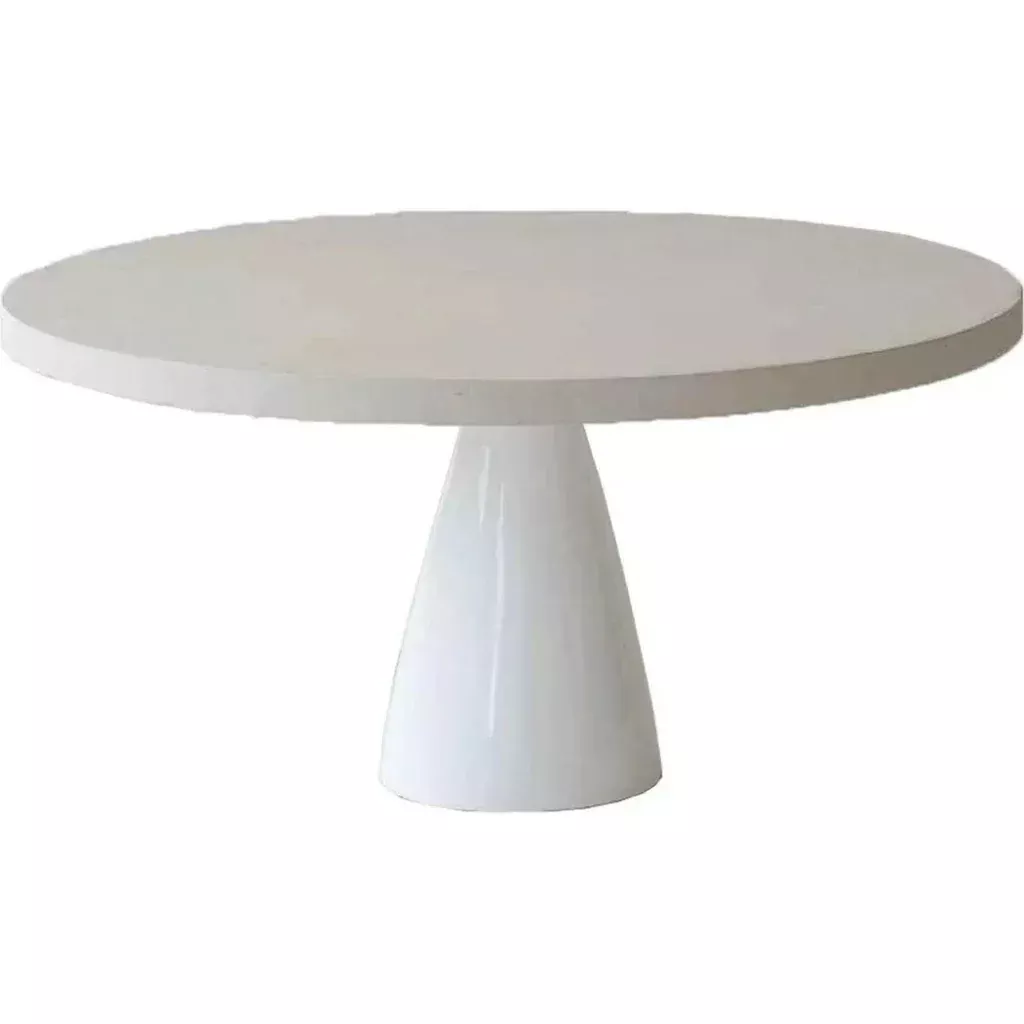 35" Round White High-Gloss Sealed Concrete Top Coffee Table