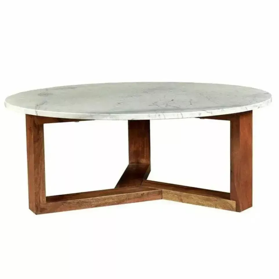 38" Brown White Coffee Table