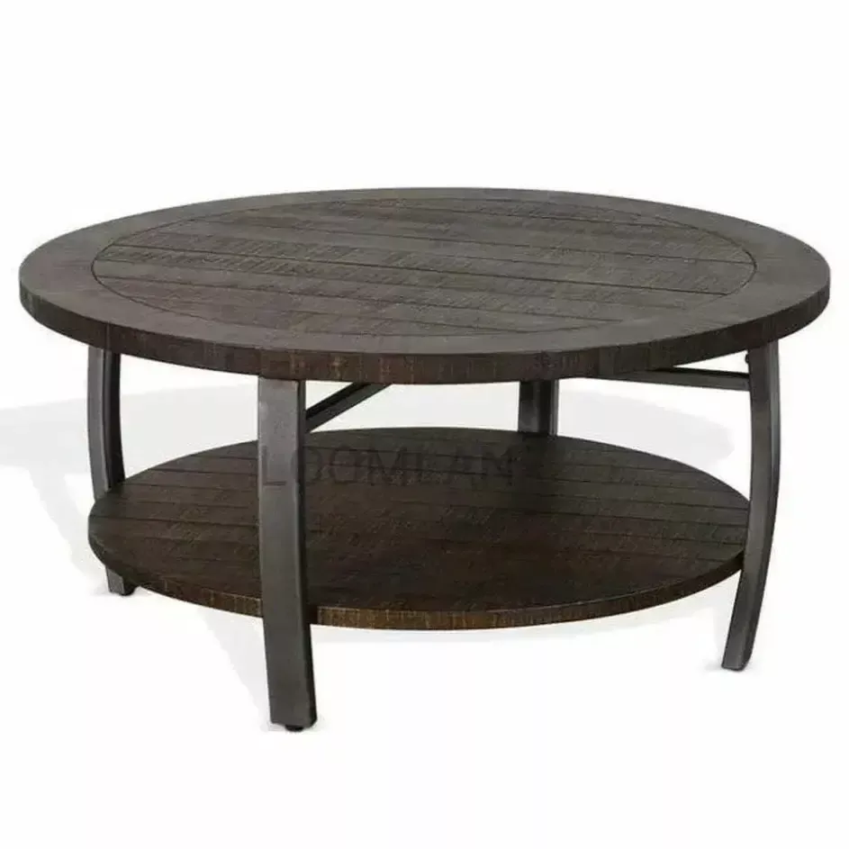 38" Round Dark Brown Cocktail with Coffee Table