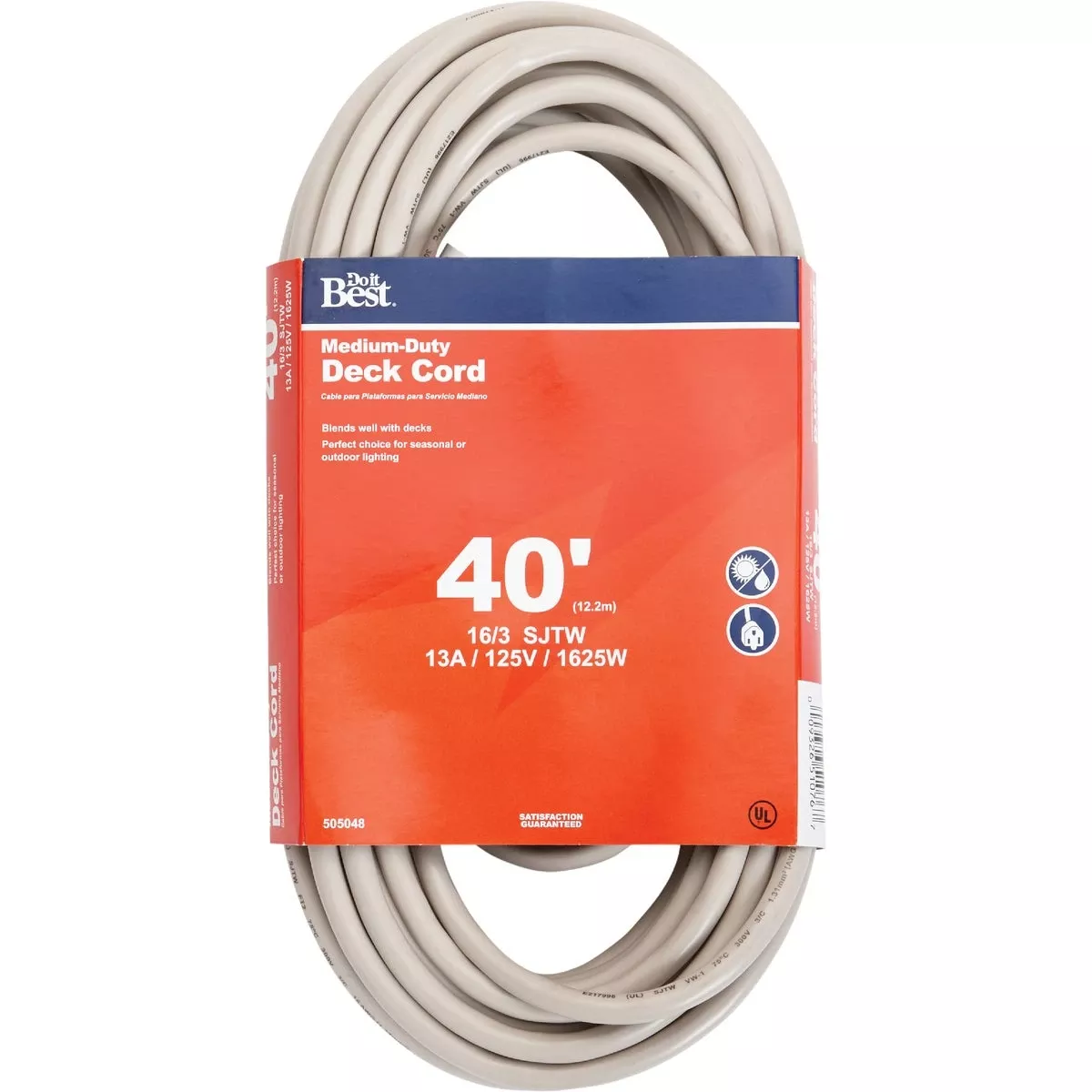 40 Feet 16/3 Medium-duty Tan Deck Extension Cord For Outdoor Use