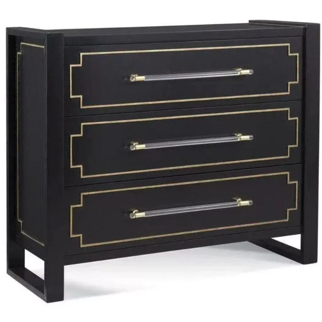 44" Oversized Black Gold Modern Accent Cabinet