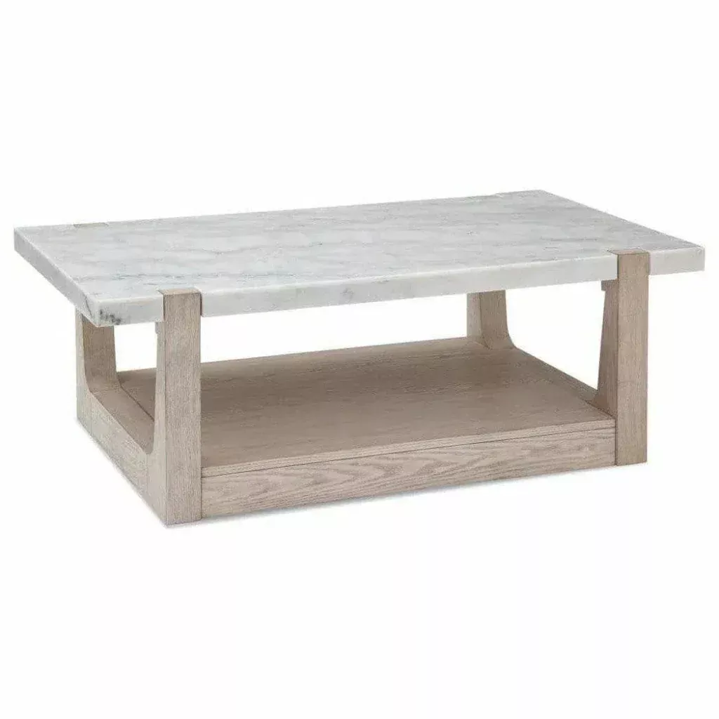 50" White Marble with Storage Coffee Table
