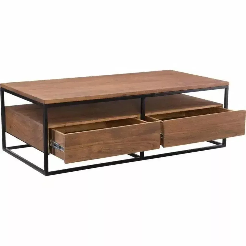 52" Brown Industrial Coffee Table