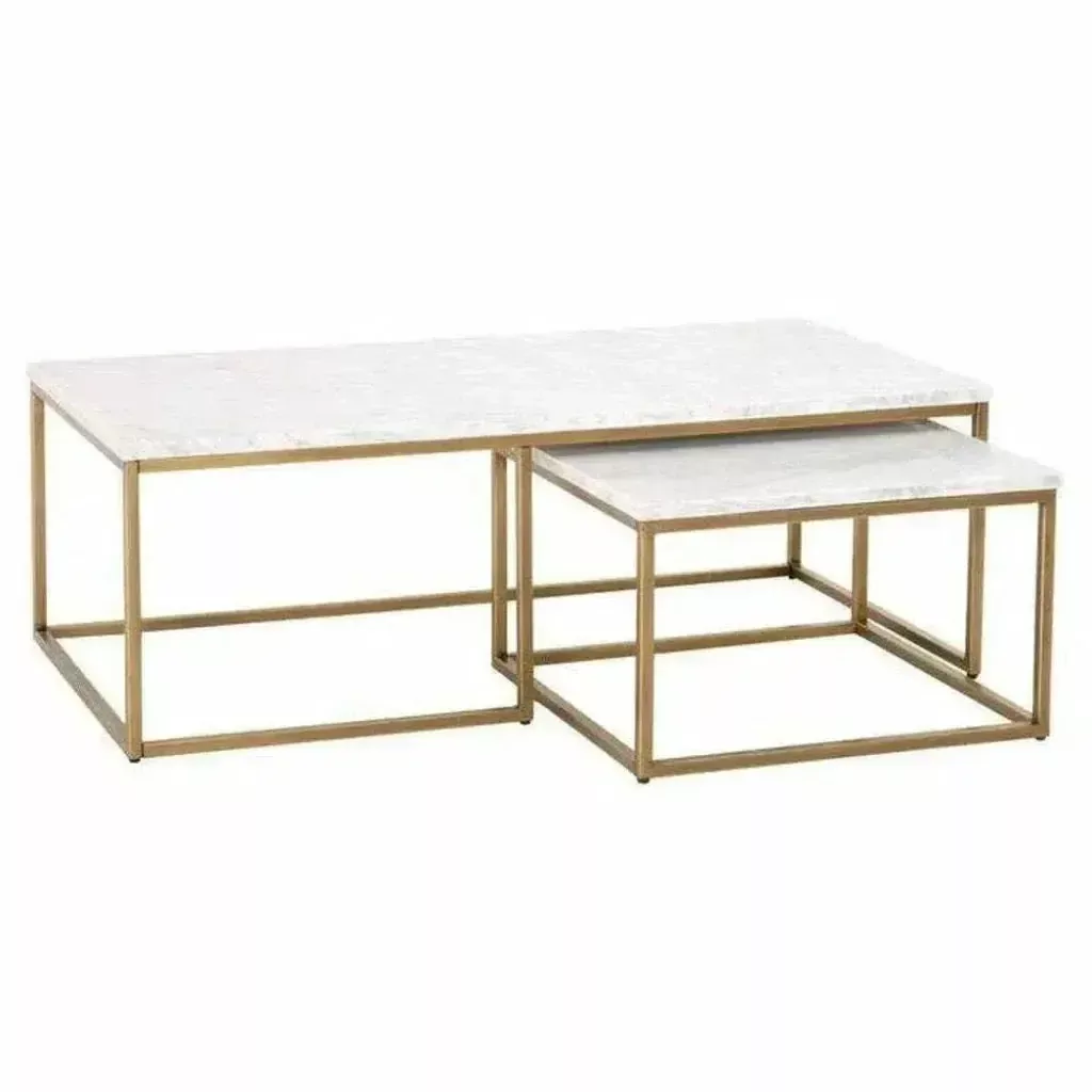 52" Rectangle White Nesting Marble Coffee Table