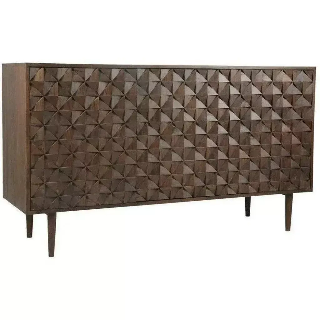 58" Three Doors Brown Mid Century Sideboard