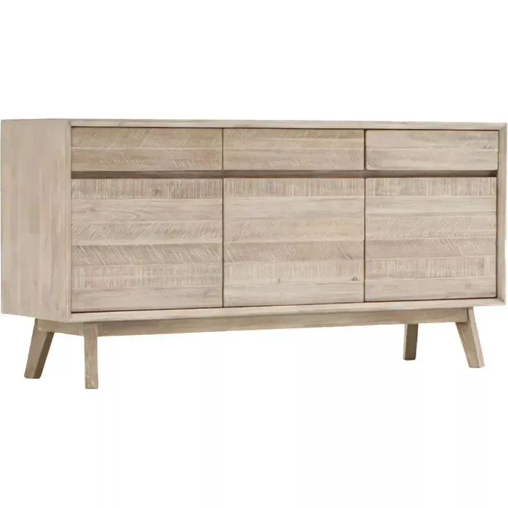 63" Natural Brown SolidWood Drawers Sideboard
