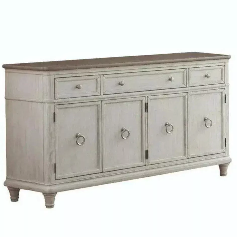 66" White Two-Tone Wooden Credenza
