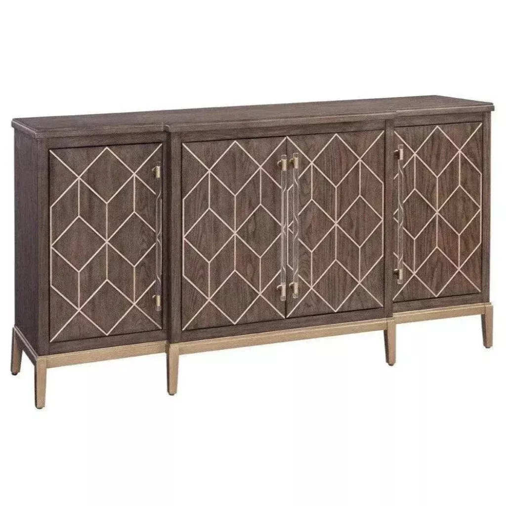 68" Perrine Brown Gold Wooden Sideboard