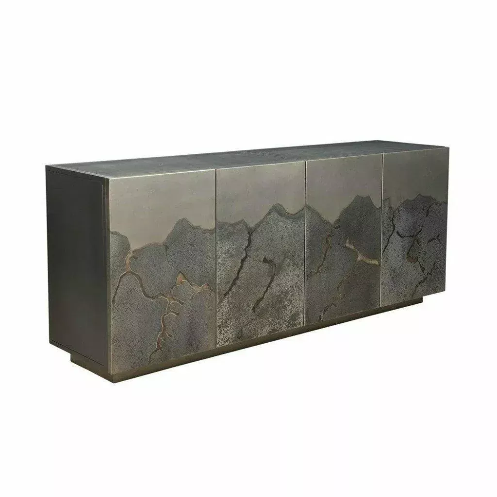 82" Dark Grey Iron Frame Contemporary Sideboard