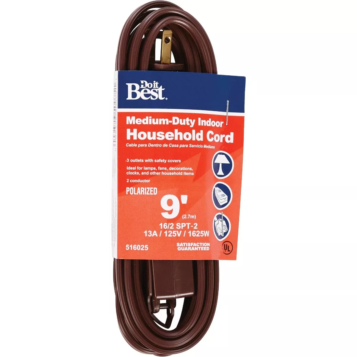 9 Ft. 16/2 Brown Cube Tap Extension Cord In-pt2162-09x-br