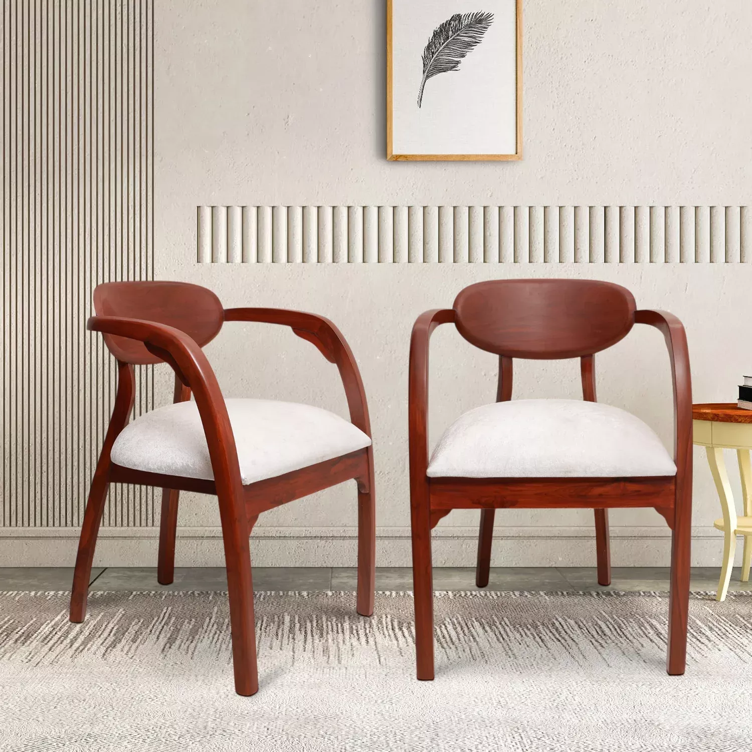 Abetos Teak Wood Arm Chairs (Brown Silver)