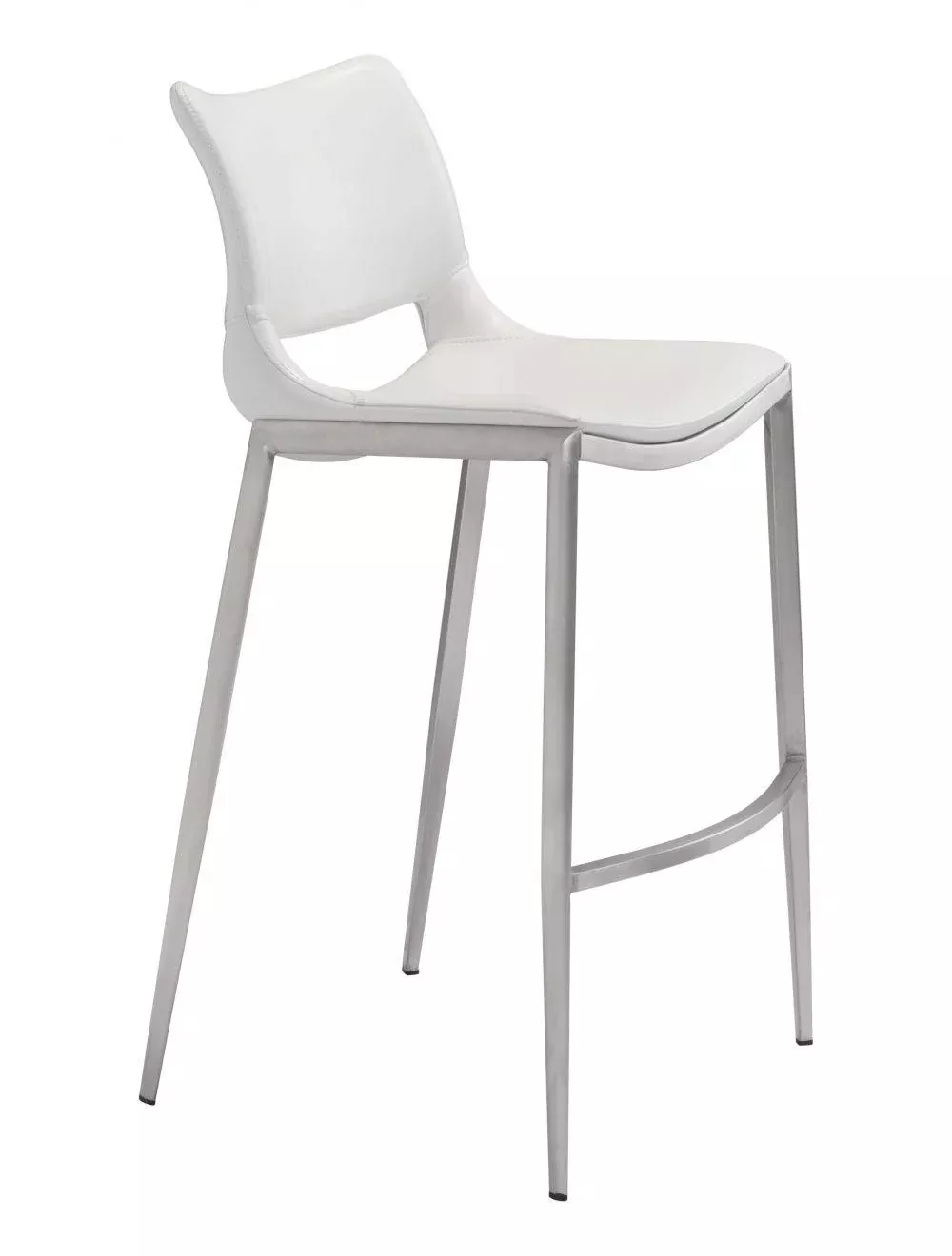 Ace Bar Chair (Set of 2) White & Silver