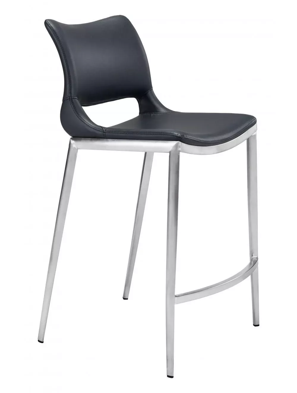 Ace Counter Chair (Set of 2) Black & Silver
