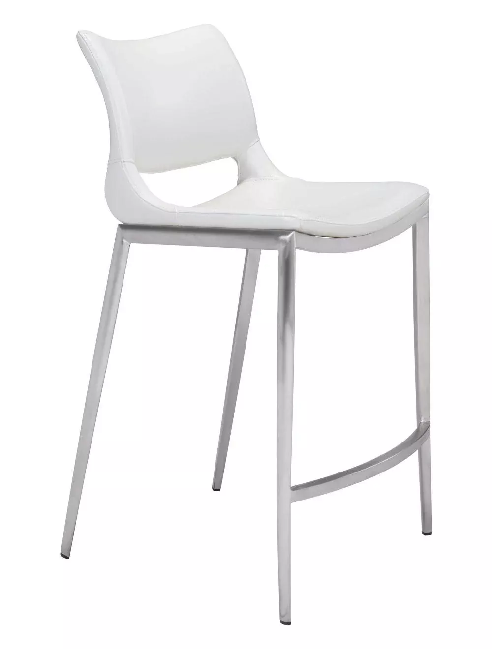 Ace Counter Chair (Set of 2) White & Silver