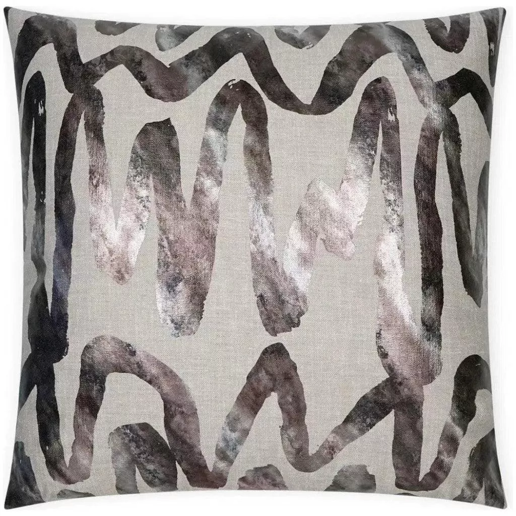 Alita Pewter Abstract Silver Large Throw Pillow Insert