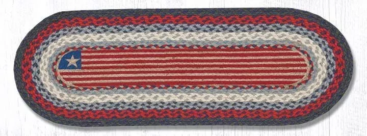 American Flag Oval Jute Runner