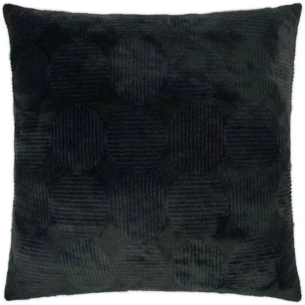 Angelou Black Solid Faux Fur Black Large Throw Pillow