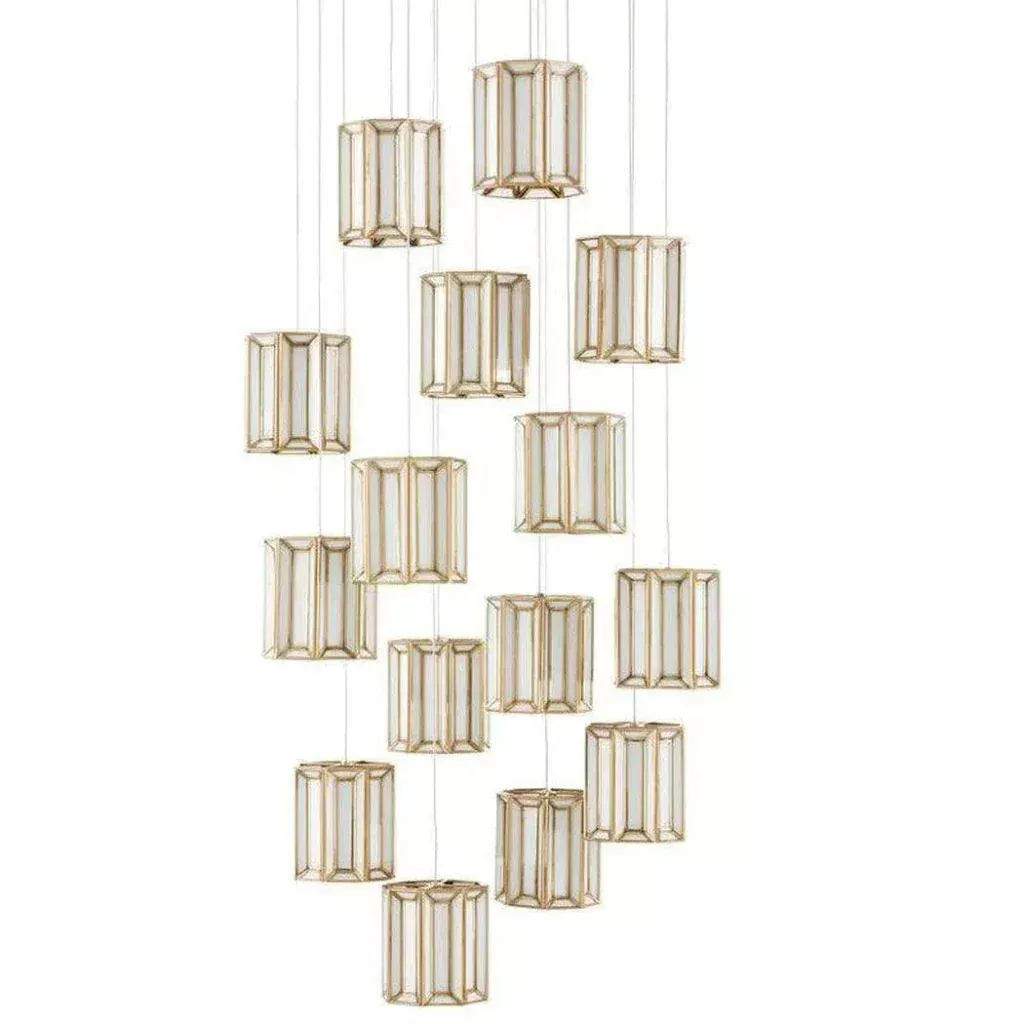 Antique Brass Daze Round 15-Light Multi-Drop Pendant