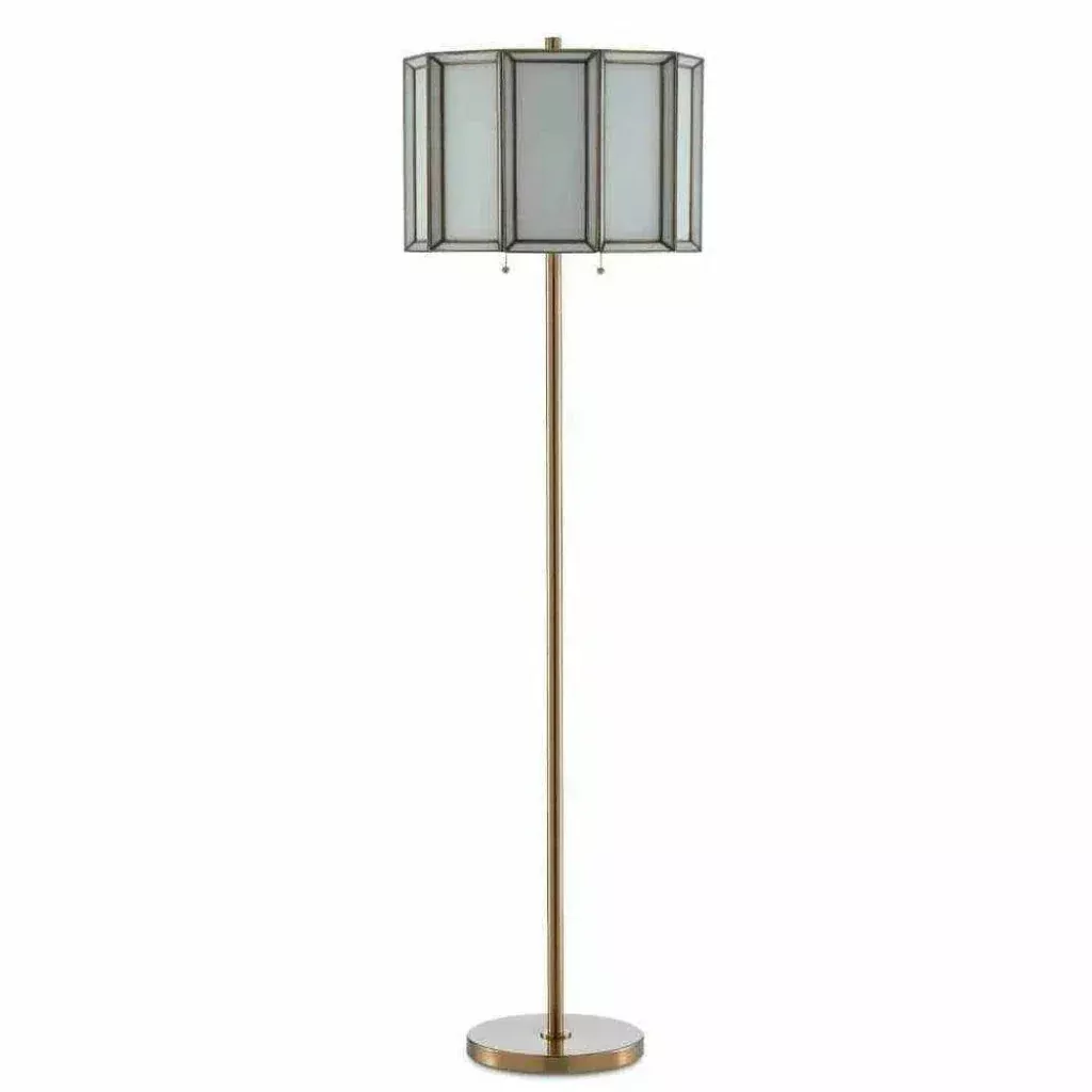Antique Brass White Daze Floor Lamp