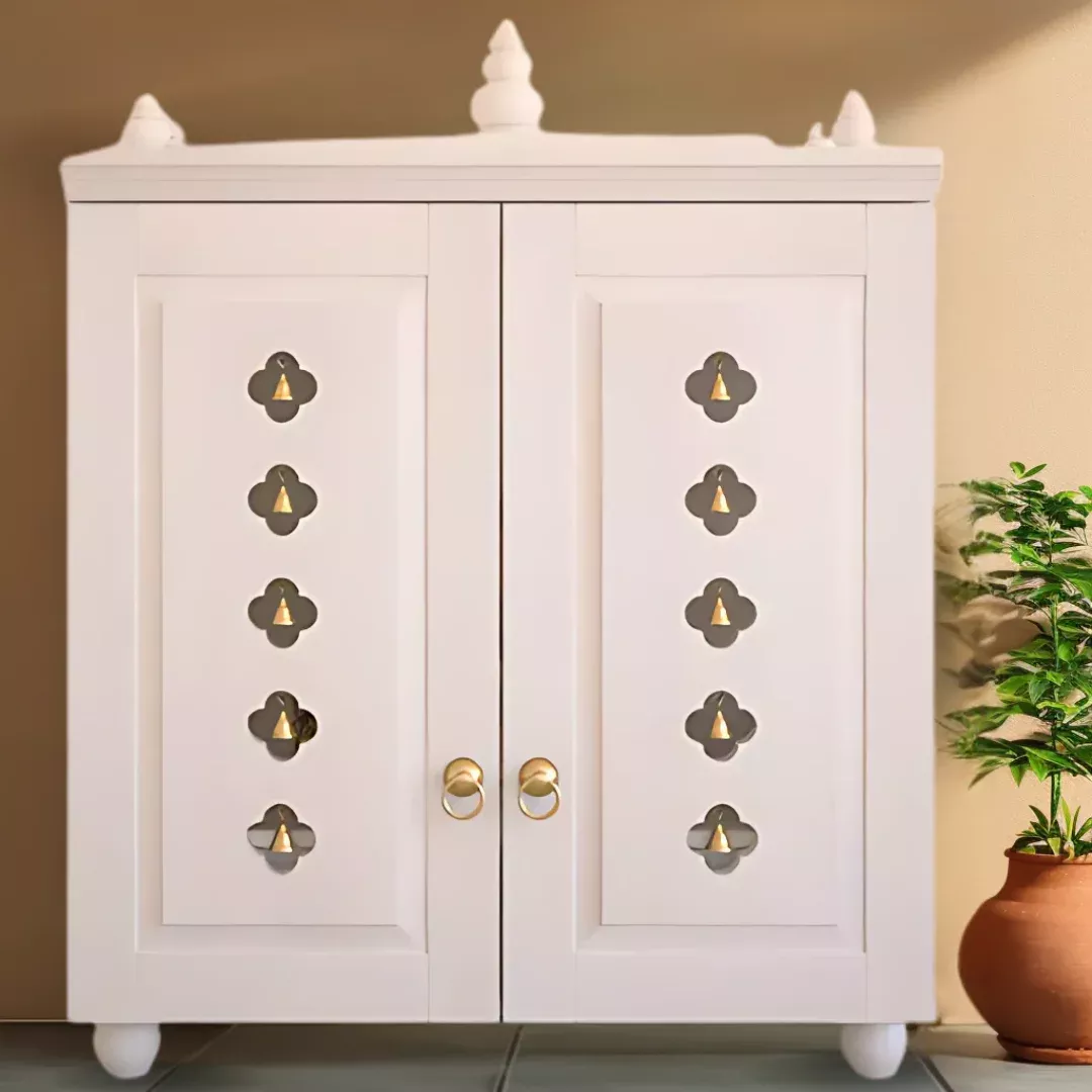 Aravaya Pooja Mandir with Door (White)
