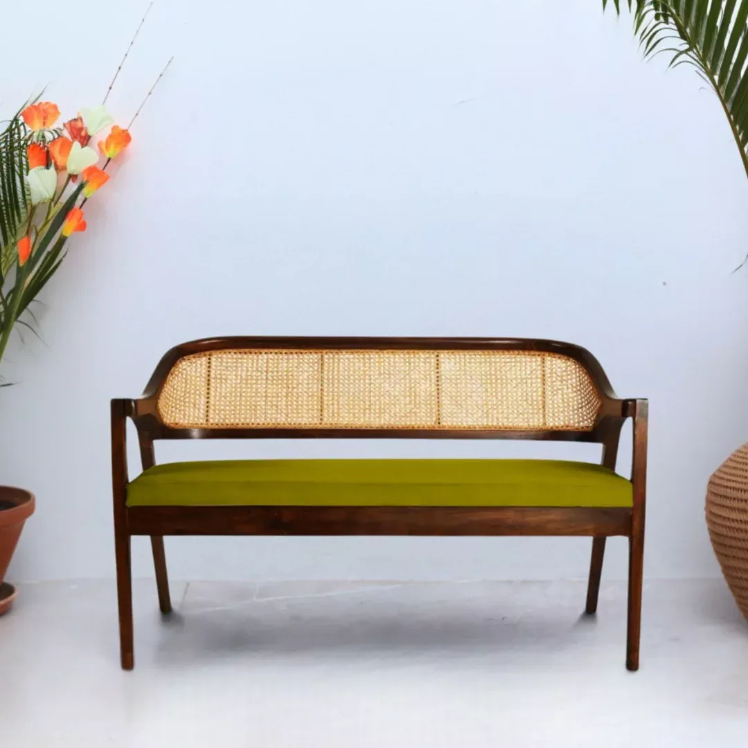 Arbor Solid Wood Love Sofa (Brown Green)
