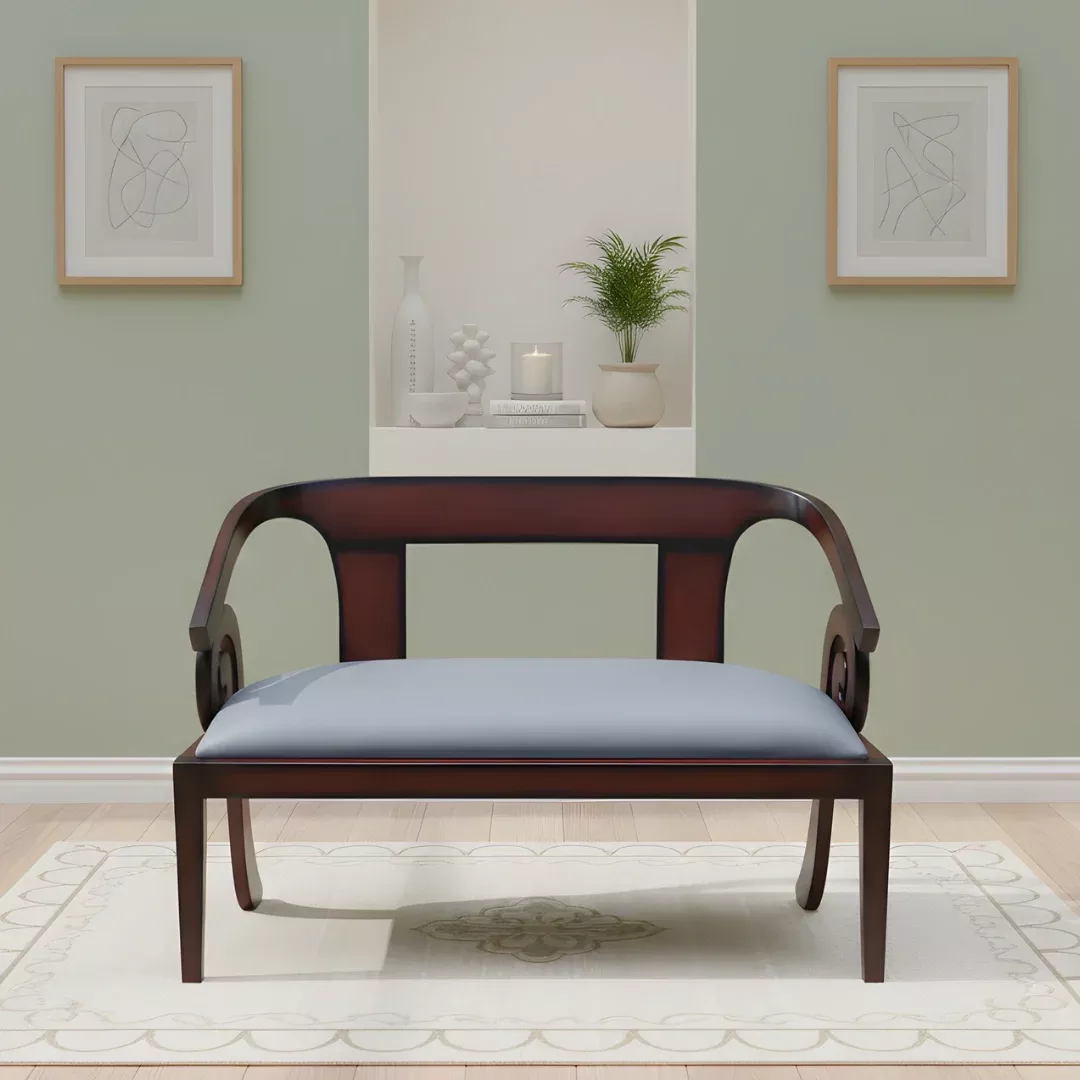 Arlaxa Solid Wood Love Sofa (Brown Grey)
