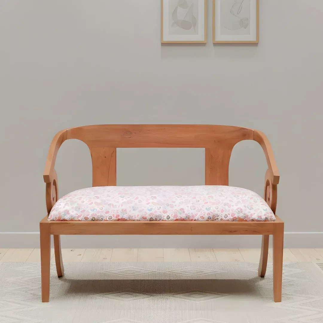 Arlaxa Solid Wood Love Sofa (Teak White)