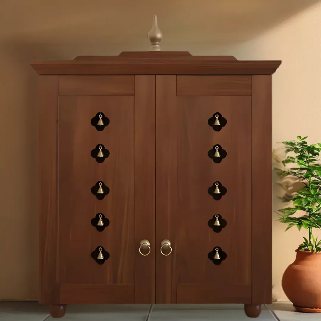 Aumkara Teak Wood Mandir with Door (Teak)