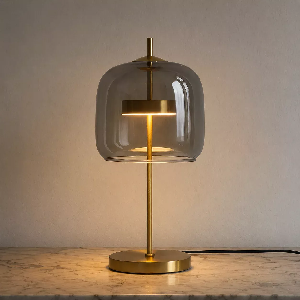 Aura Stained Glass Table Lamp - Gold Iron Base Bedside Lamp
