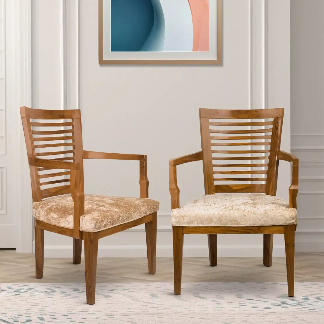 AURA Teak Wood Arm Chairs (Teak)
