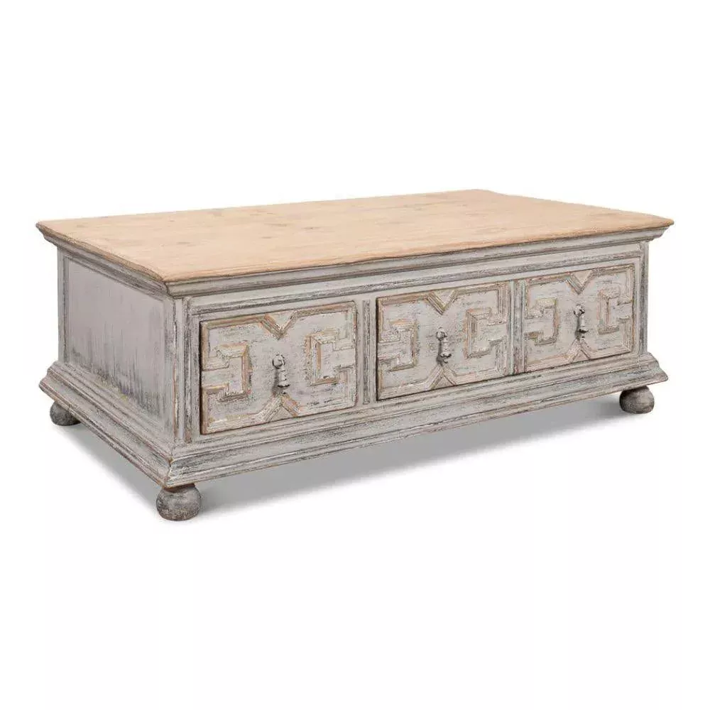Base Crown Antiqued Grey Wash Coffee Table