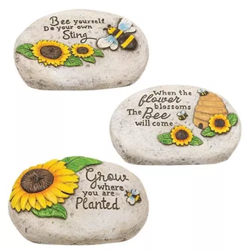+Bee Inspirational Cement Garden Stone 3 Asstd.